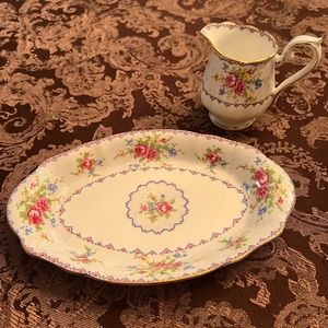 Vintage Needlepoint Royal Albert Serving Pieces-GREAT SHAPE